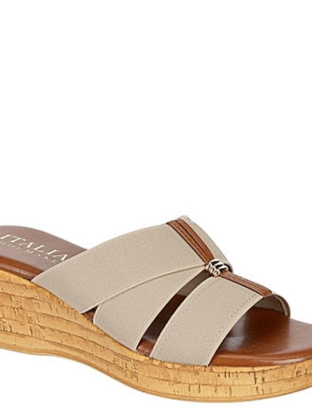 Italina Comfort Beige Wedge Slide Sandal